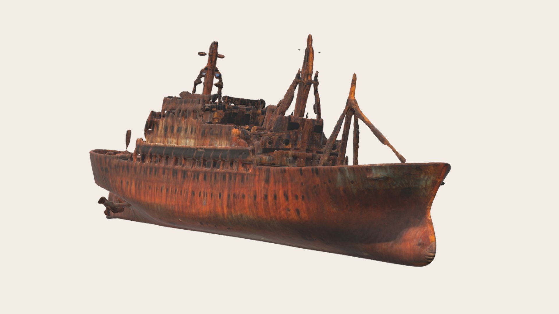 Old Abandoned Rusted Ship Model - TurboSquid 2351751