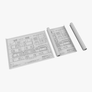 house blueprints set 3d model