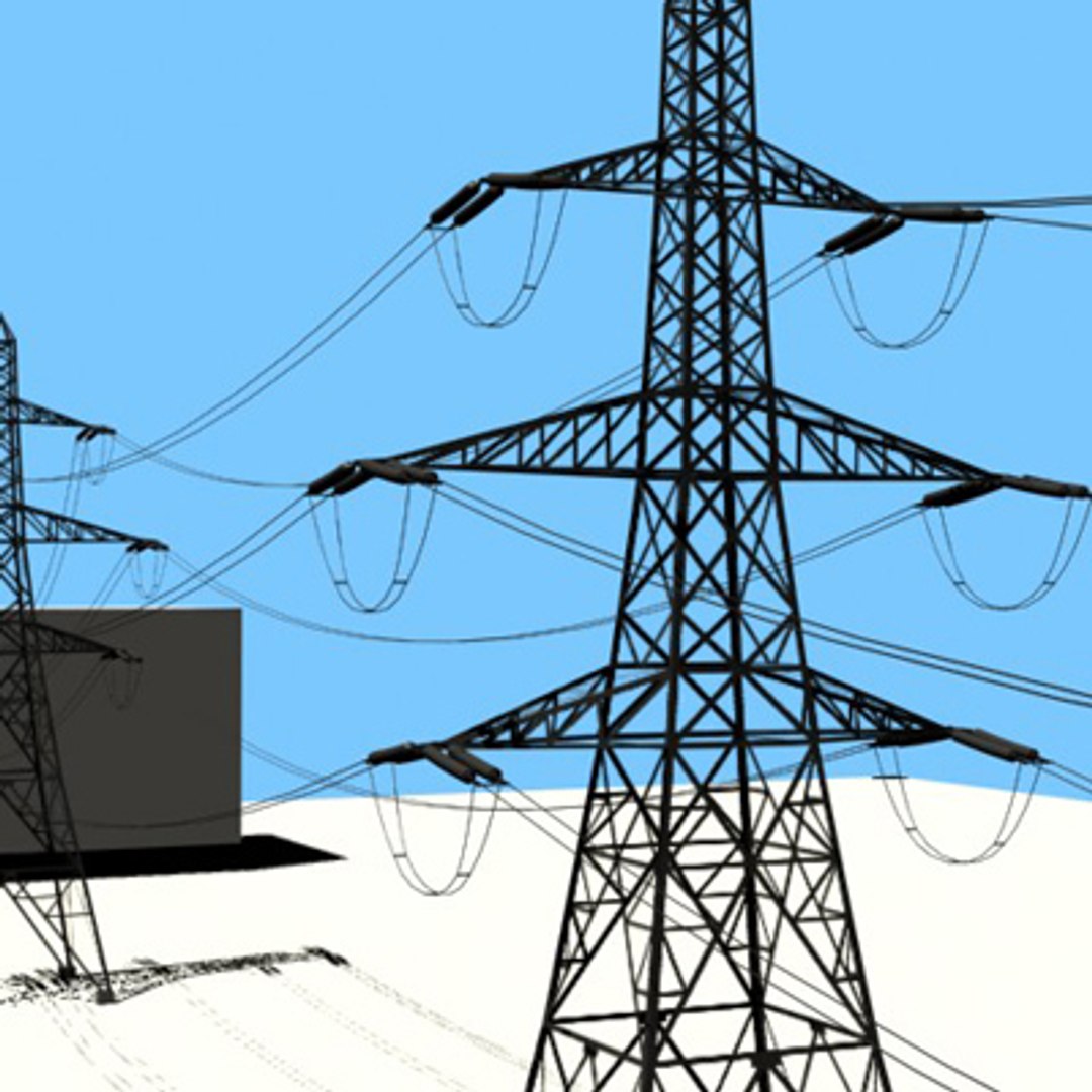 3d Model Polygons Tower Tension Line