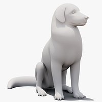 Rigged Great Pyrenees Dog 3D Model - Untextured Previz