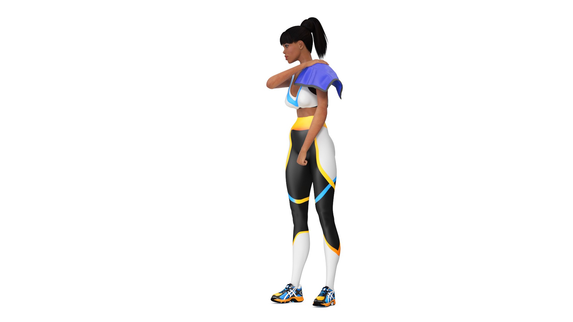 Medical Ice Pack on Girls Shoulder 3D model preview