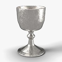 Gothic Silver Chalice with Blood - Vampire Ritual Horror Prop