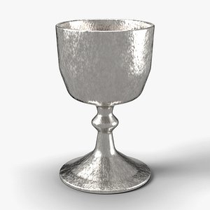 Gothic Silver Chalice with Blood - Vampire Ritual Horror Prop