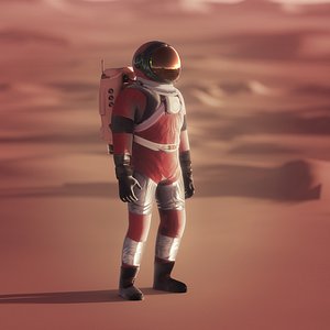 MARS astronaut rigged animated realistic with environment 3D model