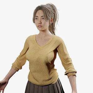 3D Asian Girl PBR 8K HighDetail full- Rigged 2026 model