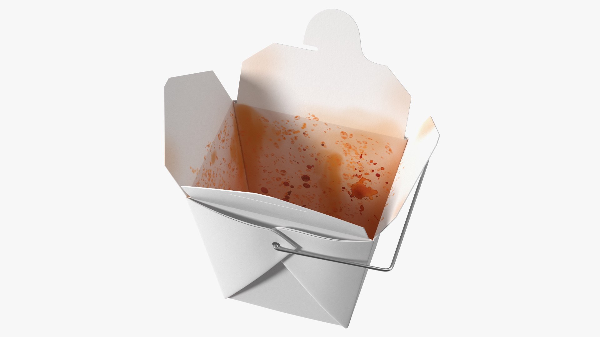 Paper Take Out Food Container 16 Oz Opened 3D model preview