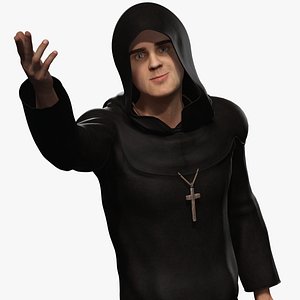 Medieval Priest Realistic Character Catholic Friar Model 3D
