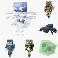 Minecraft Trial Chambers Mobs Collection 6 Rigged Models Breeze Bogged Stray Husk Cave Spider Slime 3D Pack Game Ready 4K PBR STEMCell