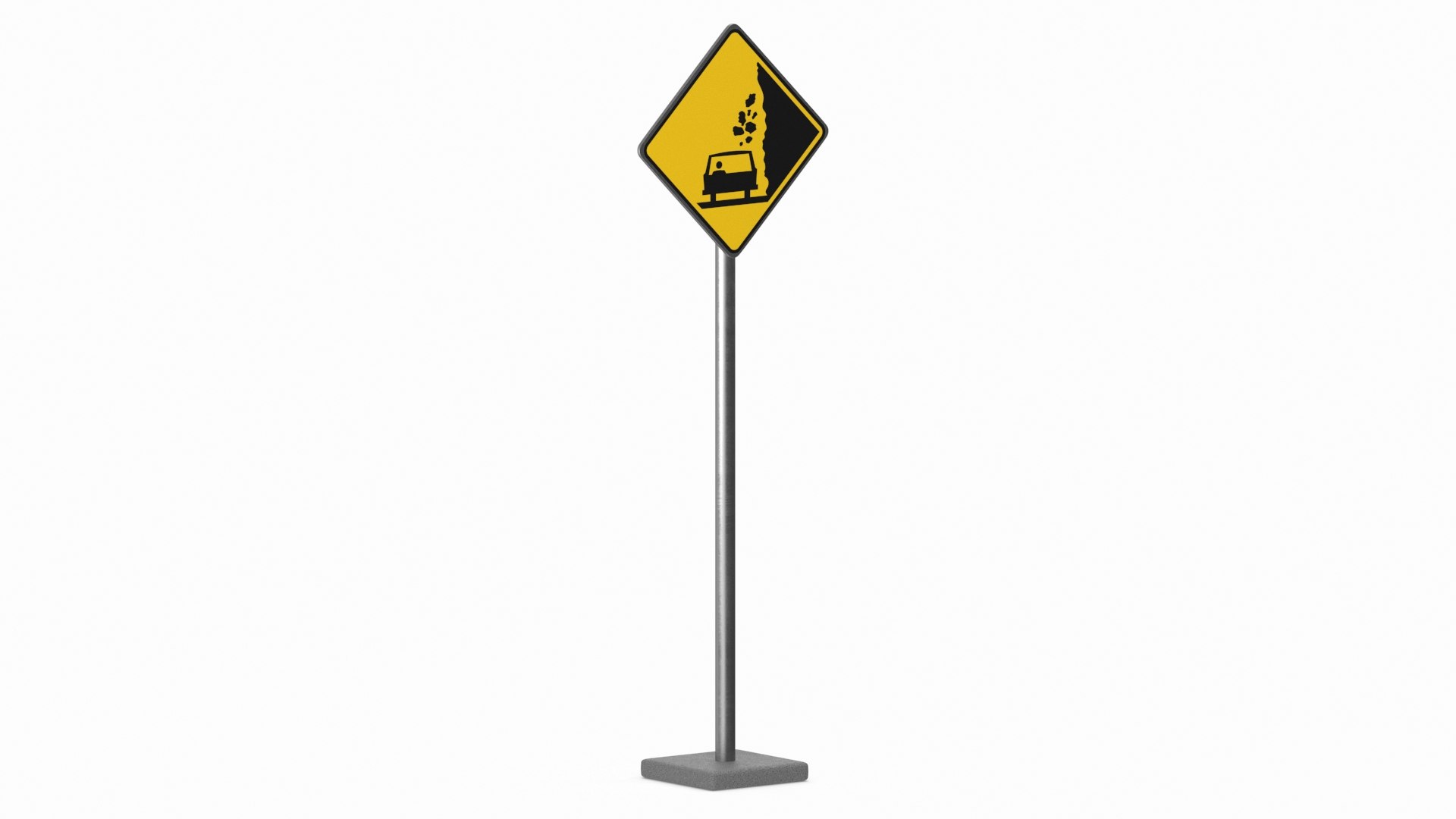 Road Sign Falling Rocks 3D model preview