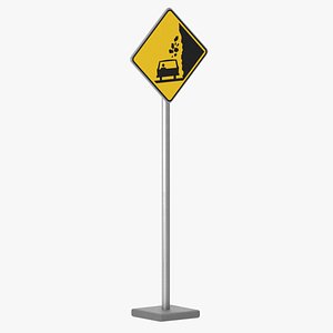 Road Sign Falling Rocks 3D model