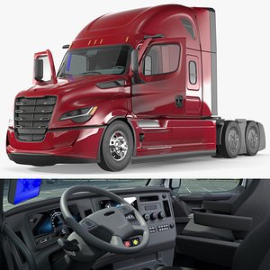 3D Heavy Duty Sleeper Cab Semi Tractor Rigged