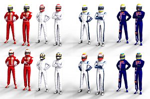 packed 12 f1 drivers 3d model