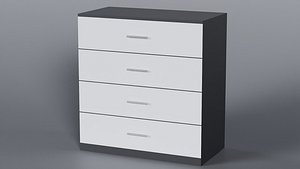 3D model Low Poly Black Grey Dresser 3D Model True Renders UV 4K PBR Textures