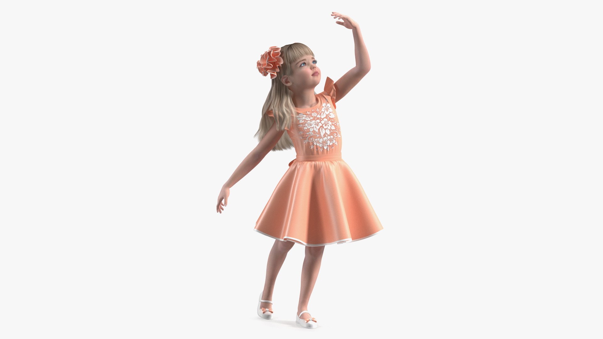 Dancing Girl Child Beautiful Dress 3D model preview