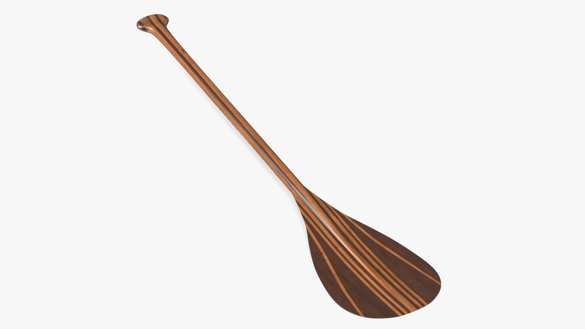 Wood Canoe Paddle with Palm Grip 3D model preview