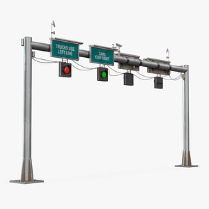 Highway Traffic Control Gantry with Lane Signs 3D model