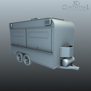 3d food truck trailer