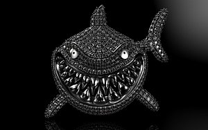 Shark Necklace Pendant with diamonds 3D print model 3D