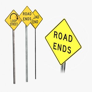 3D Road Signs - Roadway Termination Warning model