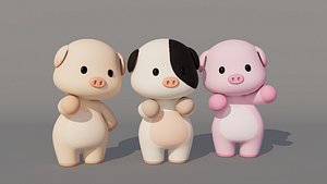 3D Rigged Cartoon Pig model