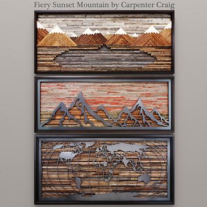 3d sunset mountain carpenter model