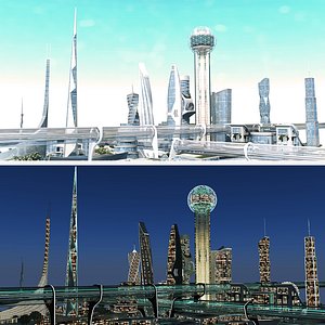 3D realistic future city 2 model