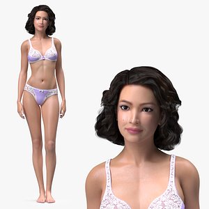 3D model Asian Woman in Lingerie