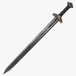 3D model Fantasy Sword RPG Viking Sword Carolingian Broad Seax Sax Sword Knife Shortsword Dagger Blade