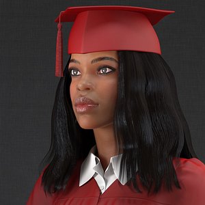 light skin graduation gown 3D model