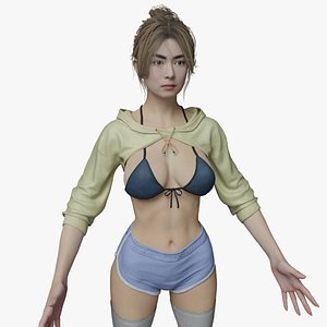 Asian Woman PBR 8k highdetails full - rigged 2026 3D model