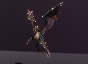 Realistic Black Dragon Animated Low-poly 3D Model 3D model