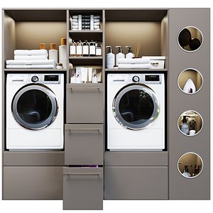 3D laundry washing machine cosmetics towel a vacuum cleaner household chemicals iron closet decor set 2