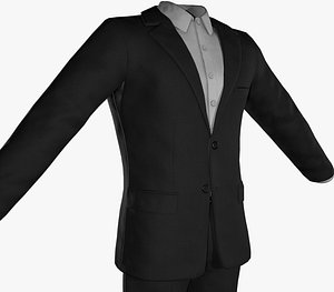 3D model black suit white shirt