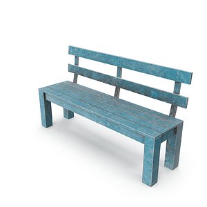 3D Weathered Outdoor Park Bench