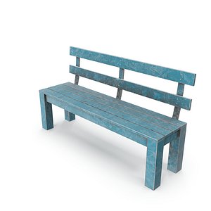 Weathered Outdoor Park Bench 05