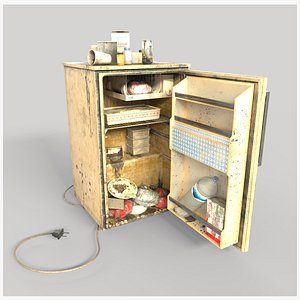 3D Old Dirty Mini Fridge