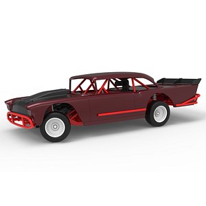 3D Vintage Dirt Modified stock car Version 9 while turning Scale 1 to 25