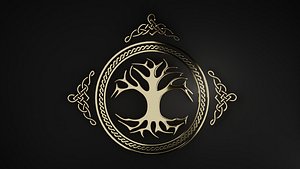 tree of life in a ring with an ornament Low-poly