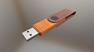 USB Stick Low Poly Wood Version