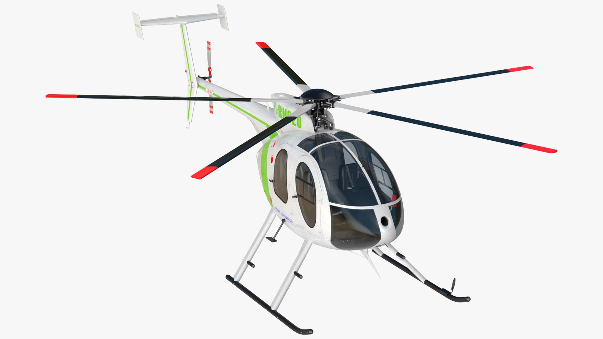 MD 500E Light Utility Civilian Helicopter 3D model preview