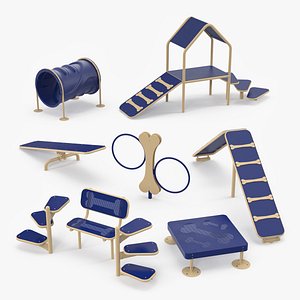 3D Dog Park Set Blue model