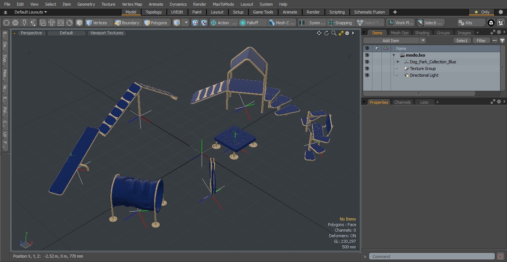 Dog Park Set Blue 3D model preview