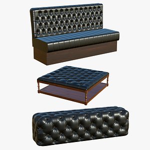 3D Chesterfield Sofa Coffee Table With Booth Restaurante model