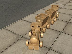 toy train wooden wood 3d 3ds
