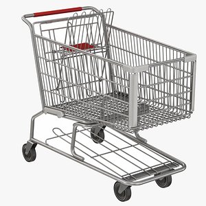3D model Shopping Cart Metal animated unwrapped