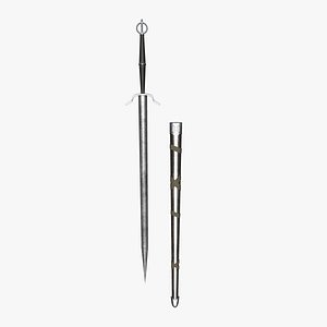 Medieval Warrior Sword And Scabbard 3D