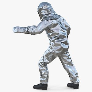 Firefighter Wearing Firefighting Suit Aluminum Foil