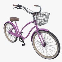 Realistic Beach Cruiser Bike Woman