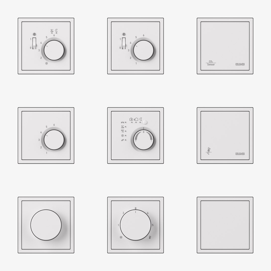 3D JUNG LS ZERO Thermostats kit 9 items TurboSquid 1986480