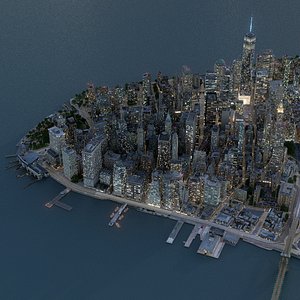 Manhattan Lower Night Low Poly